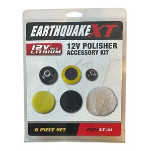 NEW Earthquake XT 12volt 6 Piece Polisher Kit, Polishing Pad, Wool Pad, Backing